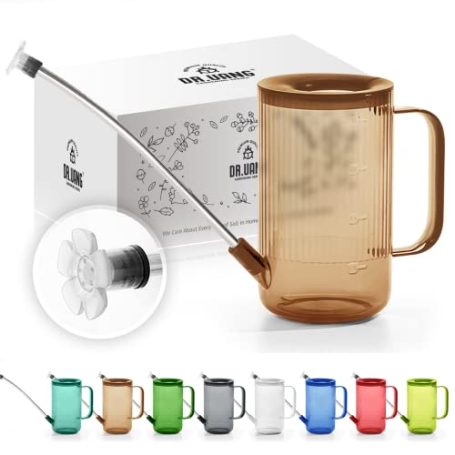 Small Watering Can Indoor Plants with Long Spout (1L, Amber Brown) - color: Amber Brown