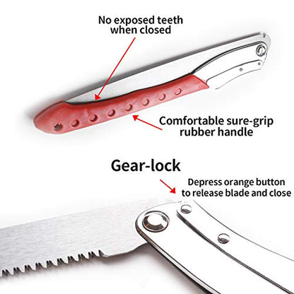 Folding Pruning Saw, 14.2 Inch Hand Saw with Straight Blade