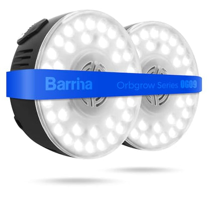 Barrina Orbgrow OG09 Puck Grow Light, 18W(2 x 9W), 5000K, 2 Packs, Black - color: 5000K-Black Cover, size: 2 Packs without Timer