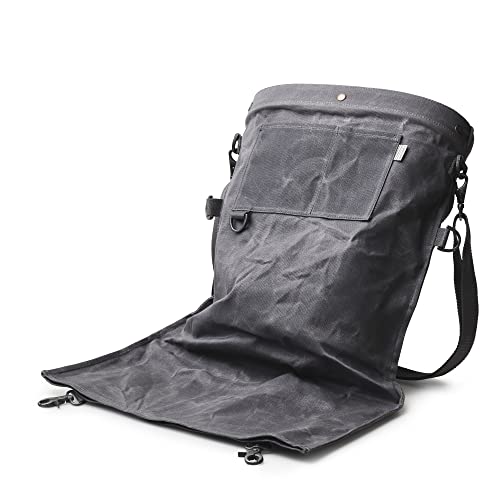 Barebones Harvesting and Gathering Bag - Foraging, Harvest and Fruit Picking Bag with Convertible Straps - Water-Resistant Waxed Canvas Gardening Tool(Slate Gray) - color: Slate Gray