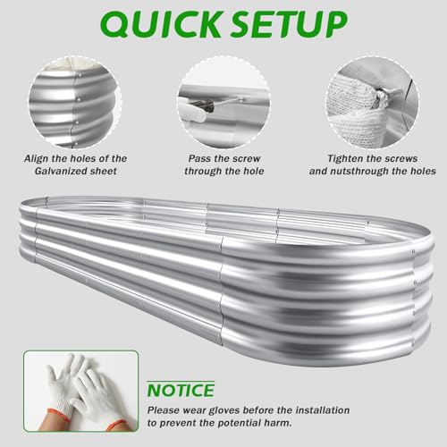 RAYKEEP 5x2x1 ft Galvanized Raised Garden Beds, Pack of 01 - Silver - color: 1pcs, size: 5x2x1 ft