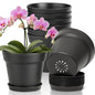 T4U Plant Pots Indoor 6 Inch 8 Pack, Plastic Flower Pots with Saucer Black - color: Black, size: 6 inch