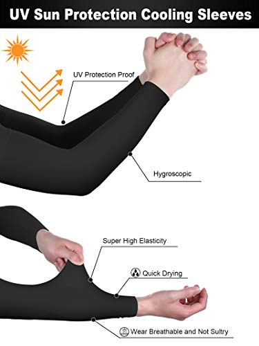 Bememo 12 Pairs UV Arm Sleeves Cooling Cover for Women Men - color: Black