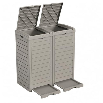 EFU 86 Gallon Outdoor Trash Can with Lid &Drip Tray, Waterproof Garbage Can - color: Grey, size: 86 Gallon