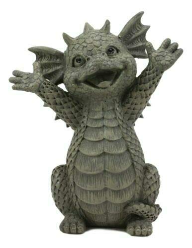 Ebros 5.25" Tall Hug Me Please! Small Baby Garden Dragon with Wide Open Arms Statue Fantasy Faux Stone Resin Finish Figurine - color: 5.25"tall Small Baby Dragon Hug Me Please