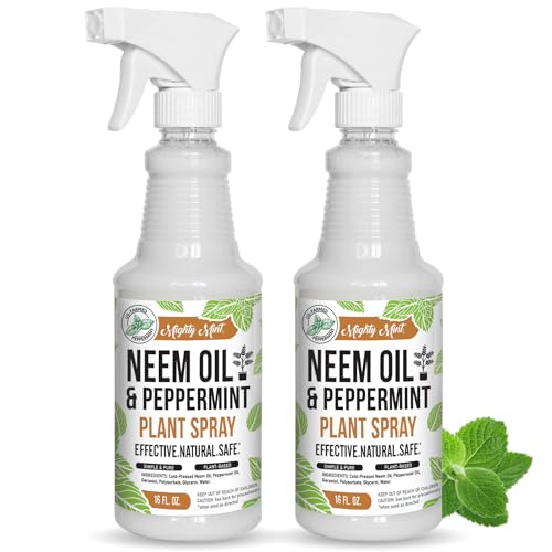 Mighty Mint Neem Oil & Peppermint Plant Nutrient Spray – Natural Leaf Shine for Indoor & Outdoor Use – Plant-Based Formula for Stronger, Healthy Plants - 16 oz (Pack of 2) - size: 16 fl oz (Pack of 2)