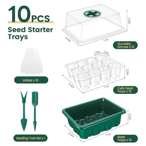 3rd Gen Seed Starter Tray, 10 Pack Seed Starter Kit, 120 Cells