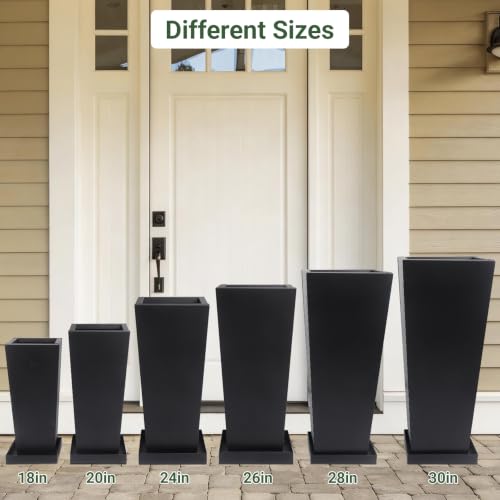 28" Metal Tall Outdoor Planters Set of 2, Durable & Wealtherproof - size: 28" H