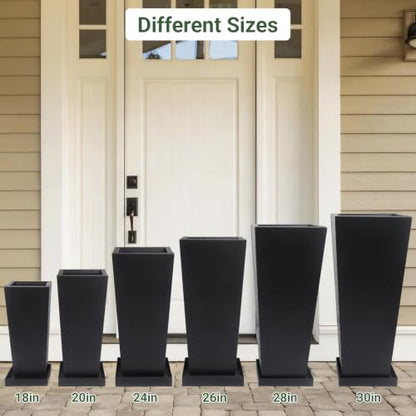 30" Metal Tall Outdoor Planters Set of 2, Durable & Wealtherproof - size: 30" H