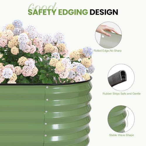 G GOOD GAIN Raised Garden Beds Galvanized, Metal Planter Boxes Kit, Oliver - color: Oliver Green, size: 8×2×1.4ft (1 Pack)