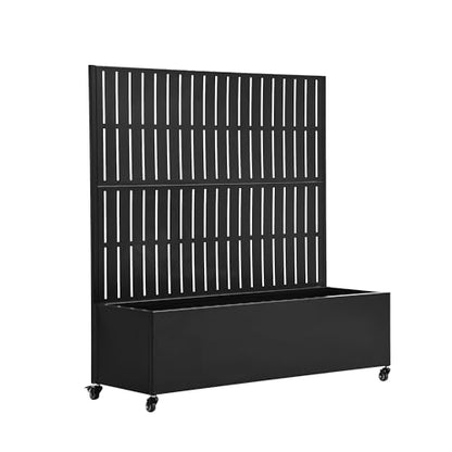 Pia Ricco Planter Box with Trellis, Privacy Planter for Climbing Plants - color: Black-parallel Lines, size: Small