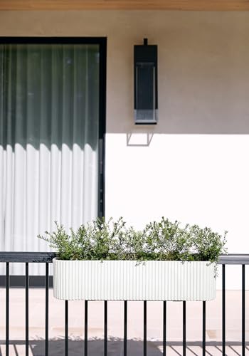 Veradek Demi Series Railing Planter - Round Window Box with Bracket - color: White, size: 36 inch