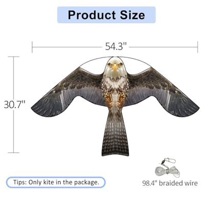 eyijklzo Bird Scarer Hawk Flying Kite Without 13ft Pole-Only Grey Kite - style: Grey-Only kite