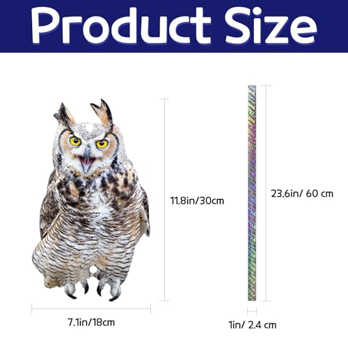 4PCS Flat Plastic Owls to Keep Woodpecker Away from House - color: Light Grey Owl 4pcs