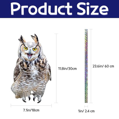 4PCS Flat Plastic Owls to Keep Woodpecker Away from House - color: Light Grey Owl 4pcs