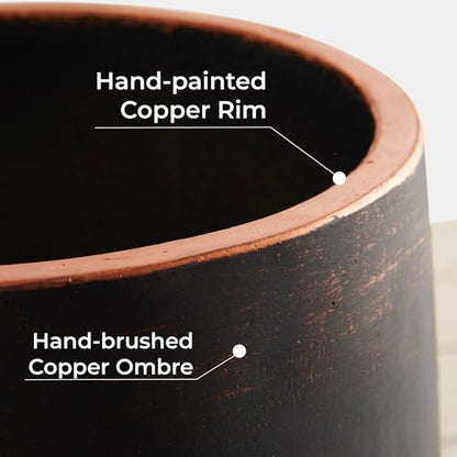 Wallowa 17.7"+13.3"+9.5" Round Weathered Concrete Planters Set of 3 - color: Black, size: Set of 3