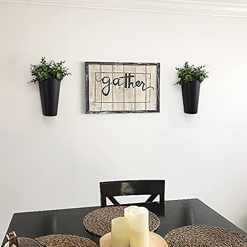 Mkono Metal Wall Planter, Hanging Vase for Flowers Plants, Set of 2, Black - color: Black