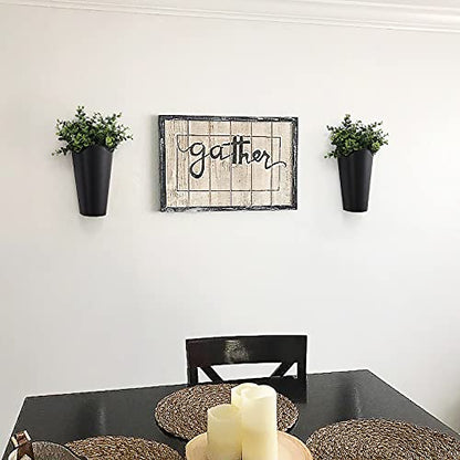 Mkono Metal Wall Planter, Hanging Vase for Flowers Plants, Set of 2, Black - color: Black