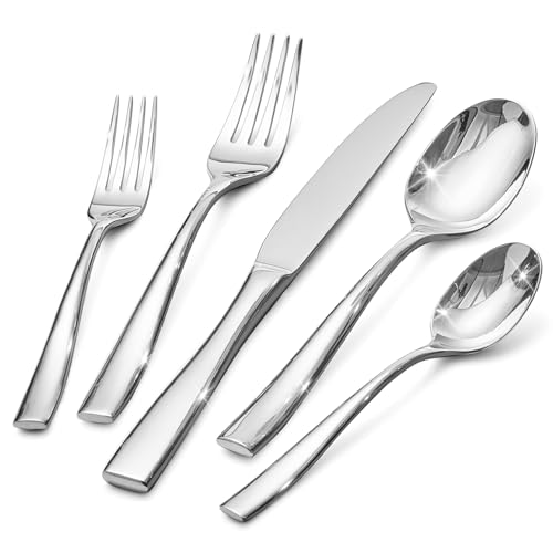 KINGSTONE Flatware Set for 8, 40-Piece Stainless Steel Utensil Set with Forks, Knives, Spoons, Dishwasher Safe Silverware Set for Home, Wedding, Kitchen and Daily Life Rust-proof - color: Silver, size: 40 Pieces