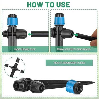 30Pcs 360° Adjustable Drip Drippers,Double Lock Emitters 1/4 Tubing - color: Blue