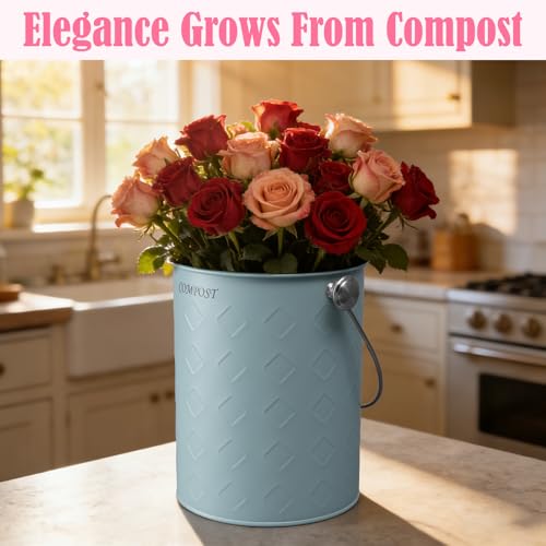 AOSION Countertop Compost Bin Kitchen,Odorless Indoor Compost Bin with Lid - color: Blue