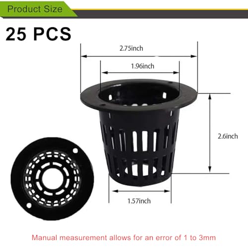 2.75inch Garden Plastic Slotted Mesh Net Cups Pots, Round Net Cups Pots Plant Net Pot Bucket Basket for Hydroponics (25 pcs) - color: 25pcs, size: 2.75 Inch