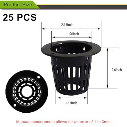2.75inch Garden Plastic Slotted Mesh Net Cups Pots, Round Net Cups Pots Plant Net Pot Bucket Basket for Hydroponics (25 pcs) - color: 25pcs, size: 2.75 Inch