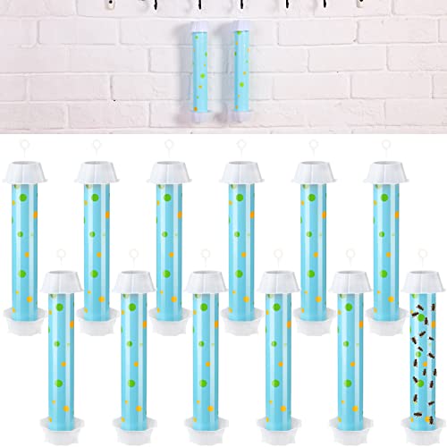 Qualirey 12 Pcs Sticky Fly Trap Fly Stick with Hook, Blue Polka Dots - style: Blue Polka Dots