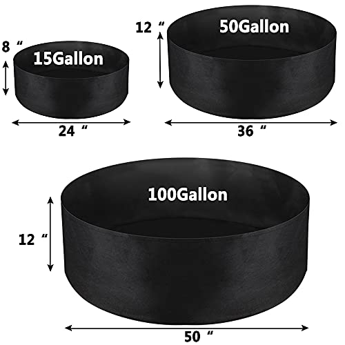 100 Gallon Large Grow Bag, Heavy Duty Fabric Round Raised Garden Bed - size: 100 Gallon (50" D x 12" H)