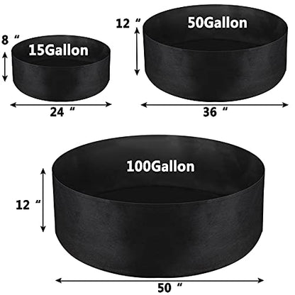 100 Gallon Large Grow Bag, Heavy Duty Fabric Round Raised Garden Bed - size: 100 Gallon (50" D x 12" H)