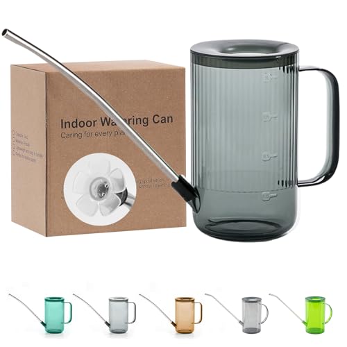 Long Spout Watering Can Indoor, Small Watering Cans for House Plants, Flowers, Succulents, 34oz (Grey) - color: Gray, size: 34oz Watering Can