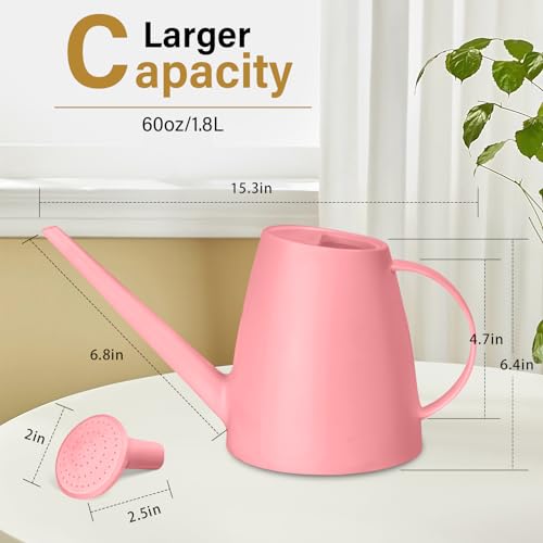 Plastic Watering Can for Home Plant Garden 1/2 Gallon Pink - color: Pink