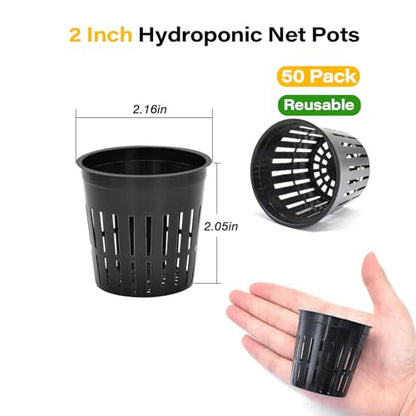 ZeeDix 2 Inch Net Pots for Hydroponics 50 Pack Net Cups Hydroponic Baskets - color: Black - 50 Pcs