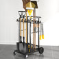 SOYEEZE Garden Tool Organizer with Large Wheels, Heavy Duty 3-Tier Yard Tower Tool Rack for Garage, Holds Up to 35 Long-Handled Tools, Garden Tool Cart with 12 Hooks for Tool Organization Storage