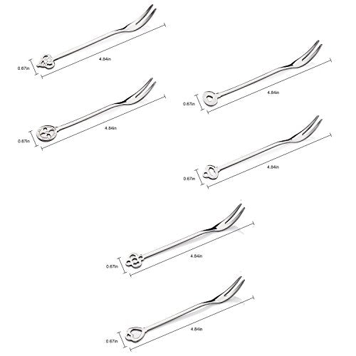 6 Pack Small Forks for Appetizers Seafood Pickle Cocktail, Stainless Steel
