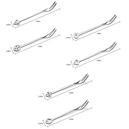 6 Pack Small Forks for Appetizers Seafood Pickle Cocktail, Stainless Steel
