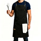 HANZAI Chef and BBQ Apron with Hand Towel and tong - 12oz Cotton Canvas.Cross Back Straps. Multi Pockets for man and women. - color: Black