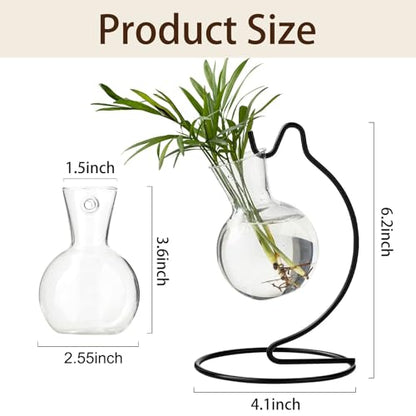 Plant Propagation Station, Plastic Vase with Metal Stand, Clear Plastic Hanging Vase, Hydroponic Planter for Office Home Wedding Tabletop Decoration (4)