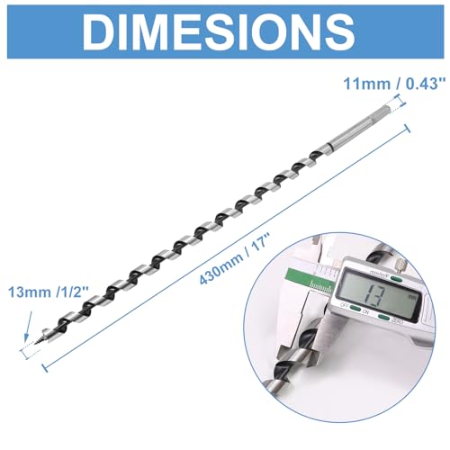 13 x 430mm (Slightly Larger Than 1/2" x 17") Wood Auger Drill Bit - 1pcs - size: 13x430mm (Slightly Larger 1/2 x 17")