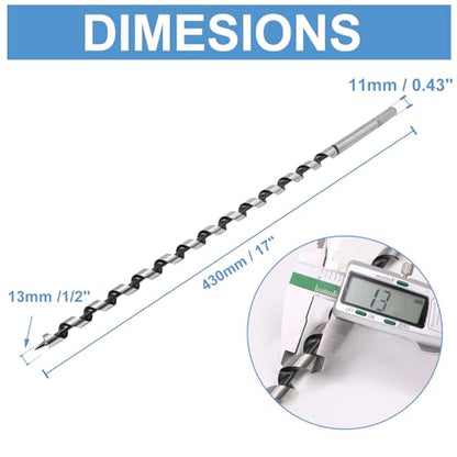 13 x 430mm (Slightly Larger Than 1/2" x 17") Wood Auger Drill Bit - 1pcs - size: 13x430mm (Slightly Larger 1/2 x 17")