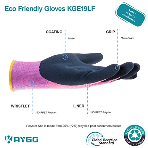 KAYGO Women's Work Gloves, Sandy Latex Grip, Breathable - color: Pink, size: Large