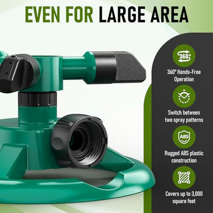 Sprinklers for Yard, Lawn & Garden Sprinkler Automatic 360 Rotating for Large Area Coverage, Grass Water Sprinkler for Kids and Pets Water Fun