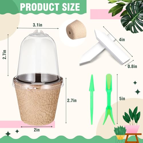 Baderke 120 Pcs Biodegradable Nursery Pots with 30 Humidity Dome and 30 Labels, 3.15" Plant Nursery Seed Starter Planter Biodegradable Peat Pots for Planting Seedlings, Vegetables (Round) - size: 3.15", style: Round
