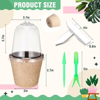 Baderke 120 Pcs Biodegradable Nursery Pots with 30 Humidity Dome and 30 Labels, 3.15" Plant Nursery Seed Starter Planter Biodegradable Peat Pots for Planting Seedlings, Vegetables (Round) - size: 3.15", style: Round