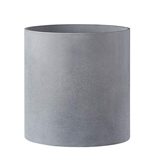 FaithLand 12 Inch Fiberstone Planter - Lightweight Modern Cylinder Plant Pot with Drainage Hole & Plug, Authentic Concrete Look, Gray - color: Gray, size: 12 Inch