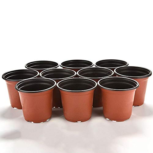 KINGLAKE 100 Pcs 6" Plastic Plants Nursery Pot/Pots Seedlings Flower Plant Container Seed Starting Pots - color: Red, size: 6 Inch