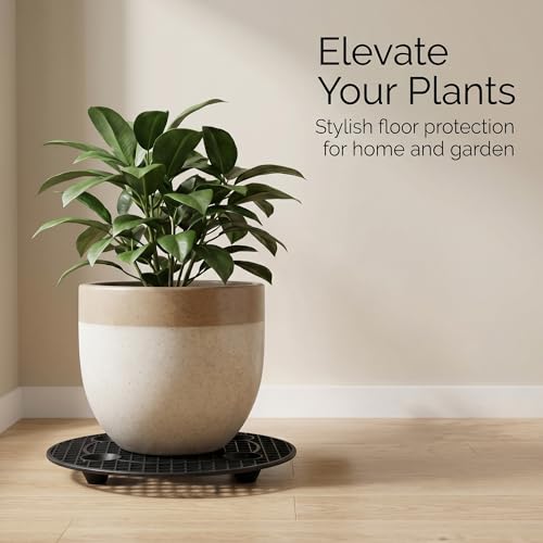HAKZEON 15 PCS Plant Pot Elevator, 30 cm 12 Inch Round Plastic Plant Risers, Flower Pot Stand for Indoor Outdoor, Black