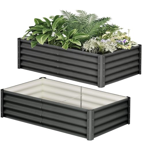 Garvee 2 Pack 6x3x1 ft Raised Garden Beds, Outdoor Galvanized Raised Beds - size: 6x3x1 FT