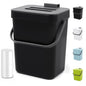 1.3 Gal Kitchen Compost Bin, Hanging Small Trash Can, 5L, Black - color: BLACK, size: 5 L / 1.3 Gal - Lid