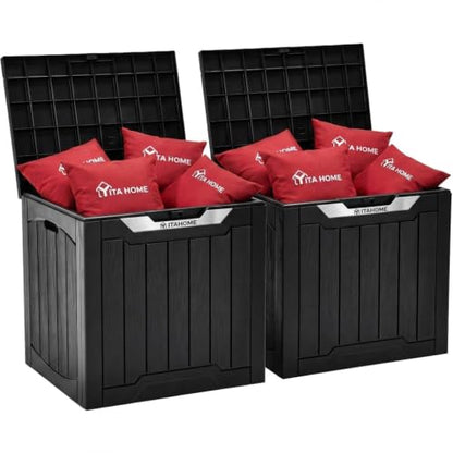 YITAHOME 31 Gallon Deck Boxes Set of 2 - color: Black & Silver, size: 31 Gallon 2pcs
